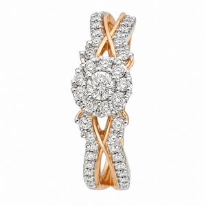 18K Rose Gold Two-Tone Diamond Cluster Criss-Cross Ring