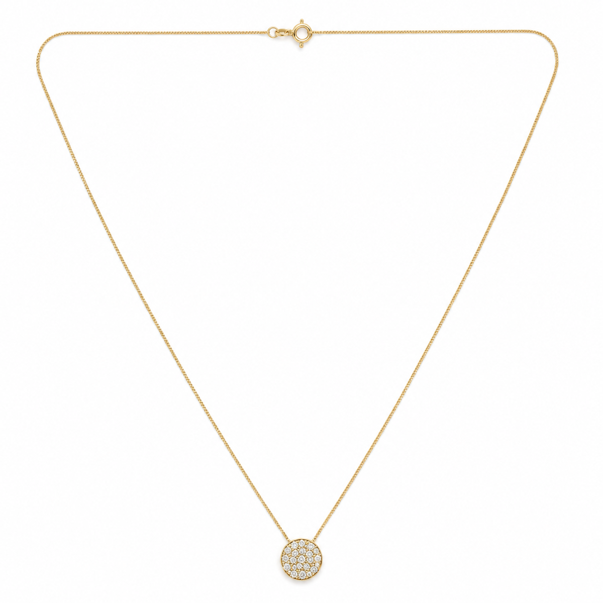 14K Yellow Gold Round Diamond Pavé Medallion Pendant