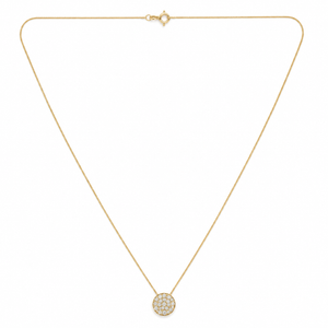 14K Yellow Gold Round Diamond Pavé Medallion Pendant