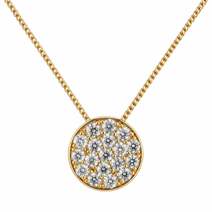 14K Yellow Gold Round Diamond Pavé Medallion Pendant