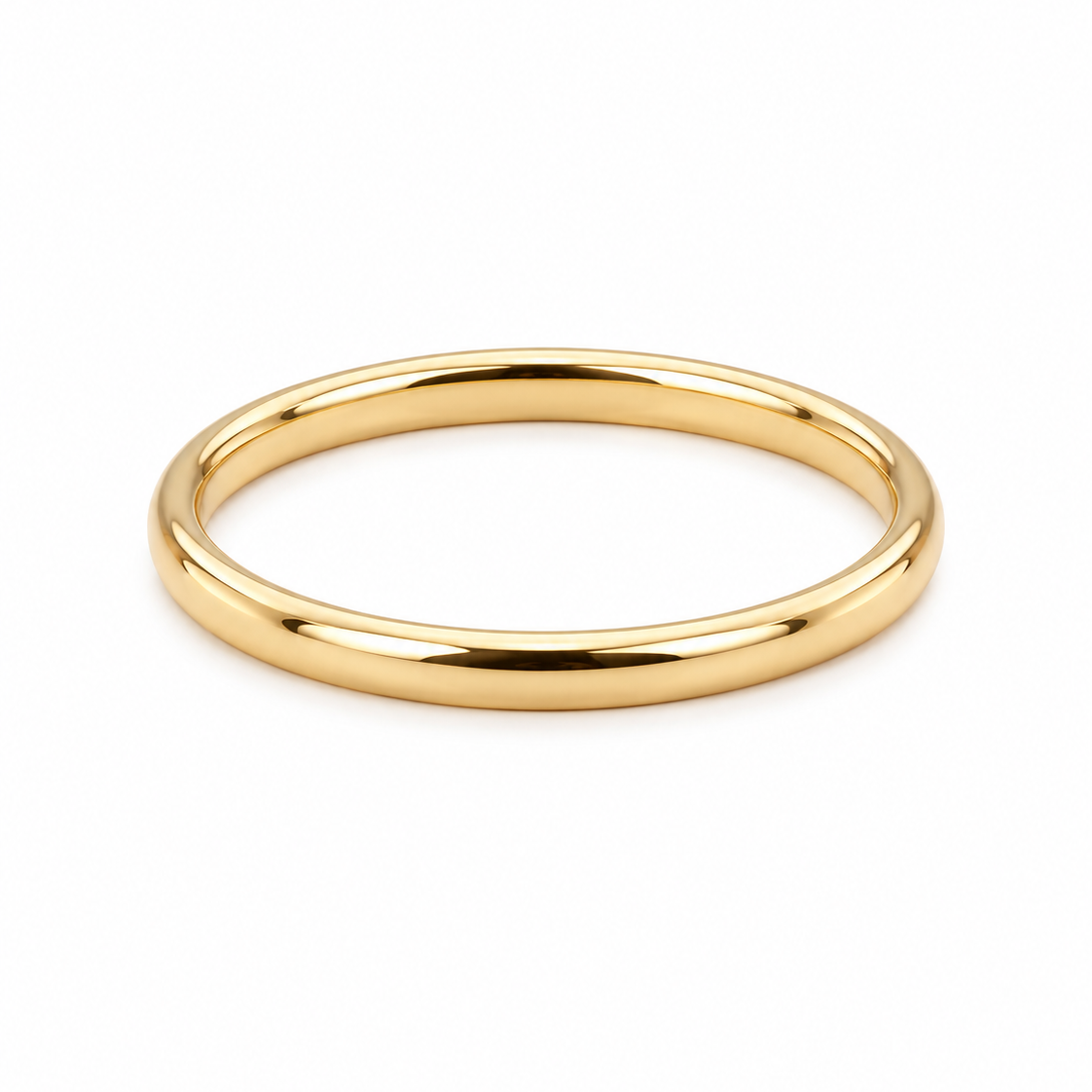 14K Yellow Gold Thin Band Ring 2mm - angled three-quarter view on white