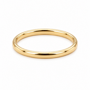 14K Yellow Gold Thin Band Ring 2mm - angled three-quarter view on white
