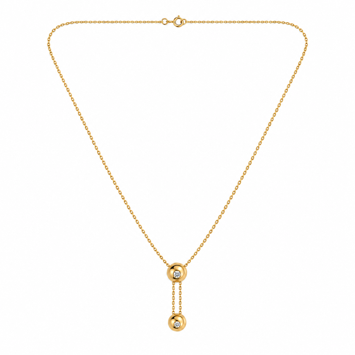 18K Yellow Gold Diamond Double-Drop Lariat Necklace