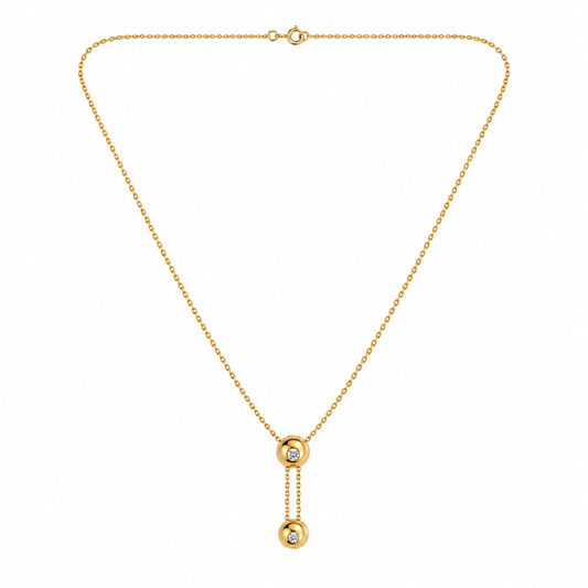18K Yellow Gold Diamond Double-Drop Lariat Necklace