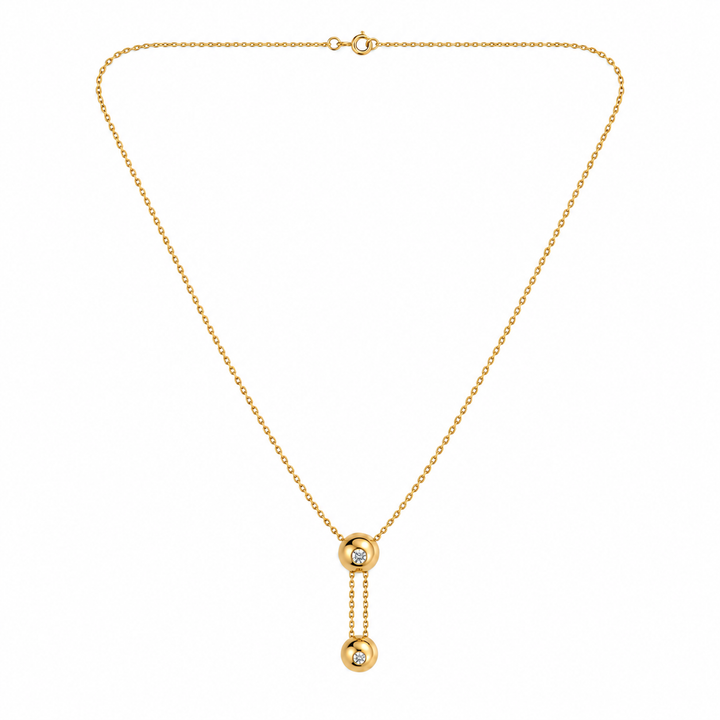 18K Yellow Gold Diamond Double-Drop Lariat Necklace
