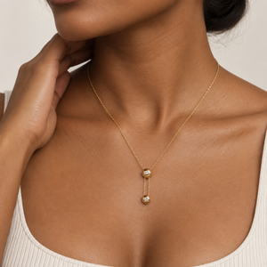 18K Yellow Gold Diamond Double-Drop Lariat Necklace