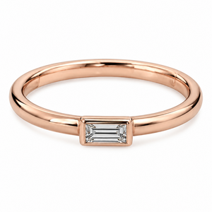 14K Rose Gold Baguette-Cut Bezel Solitaire Ring