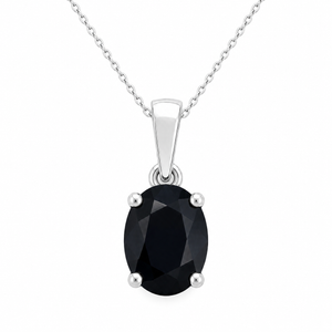 14K White Gold Oval Sapphire Solitaire Pendant