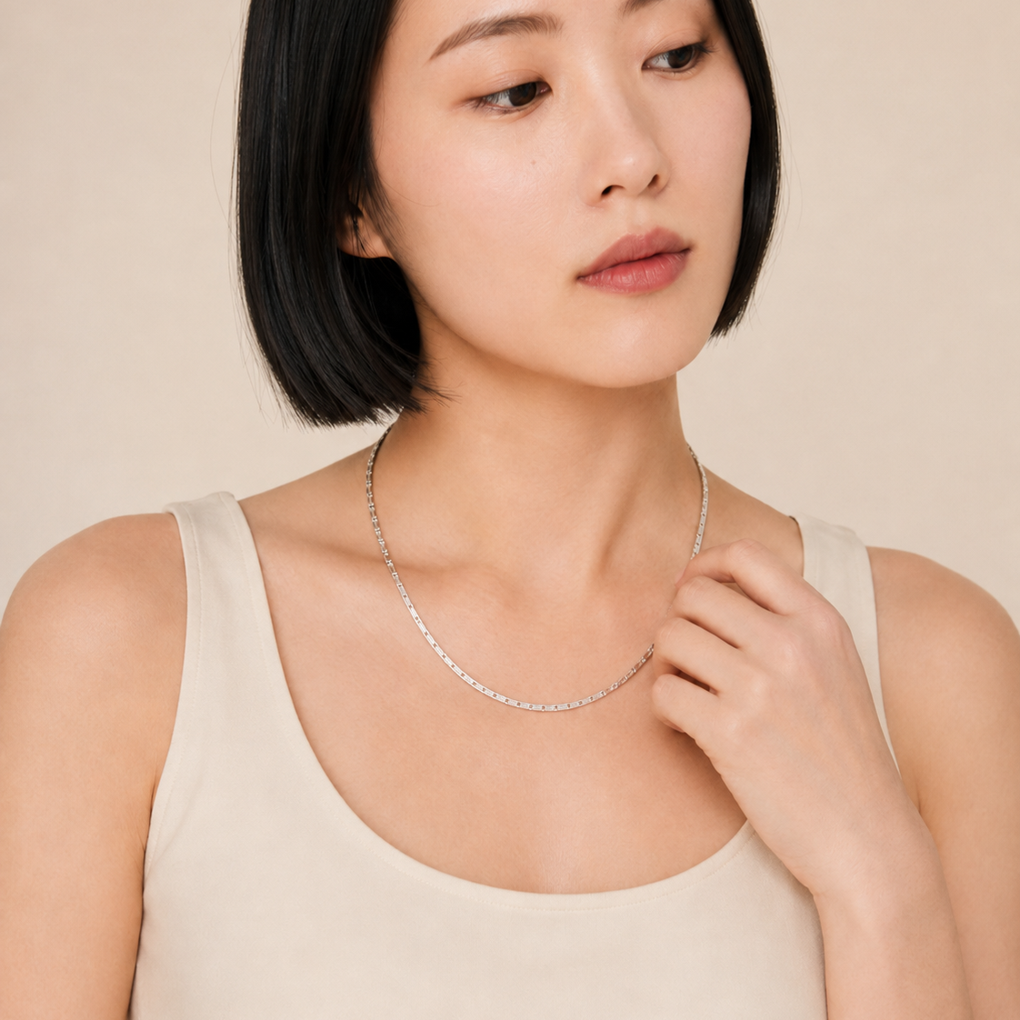 925 Sterling Silver Diamond-Cut Six-Sided Valentino Chain