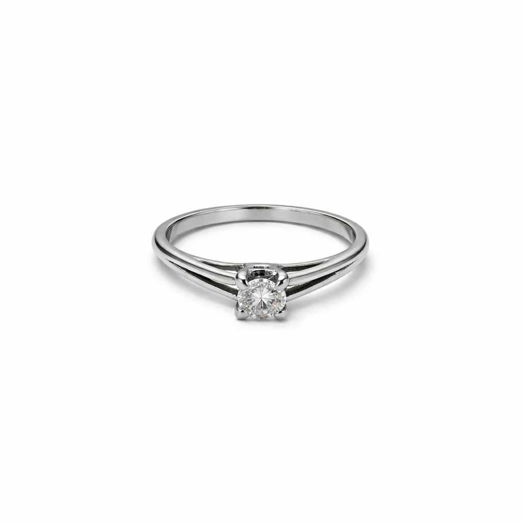 White Gold Solitaire 18k Engagement Ring with 0.33ct Natural Diamond, VS, F_G