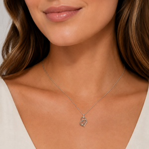 10K Rose Gold Intertwined Heart Diamond Pendant Necklace