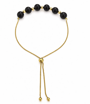14k Yellow Gold Bracelet with Onyx