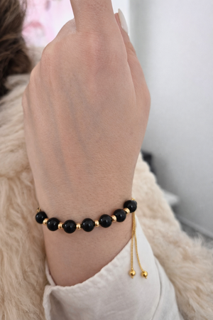 14k Yellow Gold Bracelet with Onyx