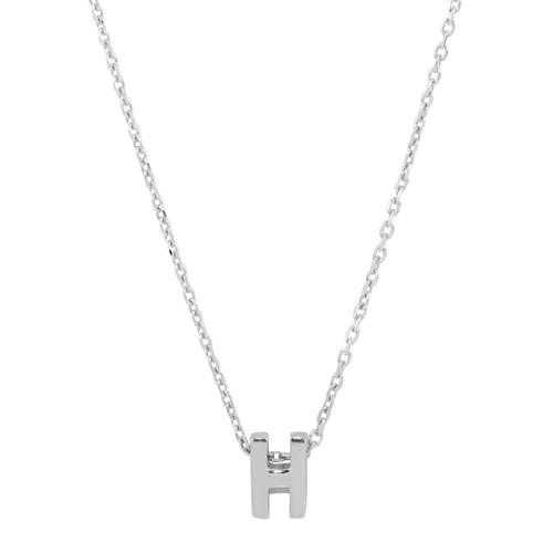 Silver 925 Rhodium Plated Small Initial H Necklace