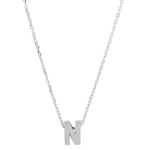 Silver 925 Rhodium Plated Small Initial N Necklace