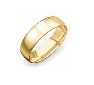 10K Yellow Gold Thick Half Dome Ring 6mm