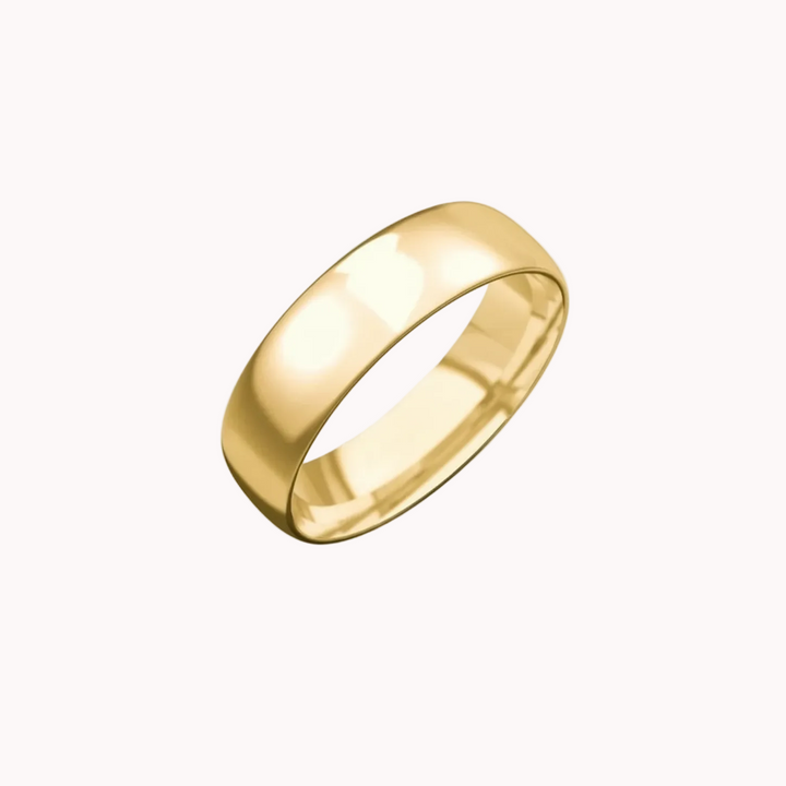 10K Yellow Gold Thick Half Dome Ring - 6mm