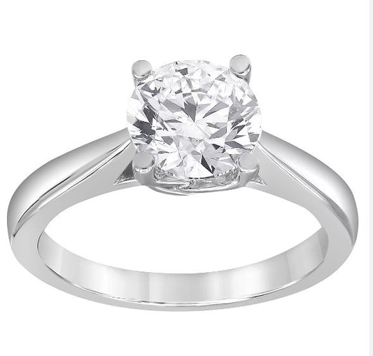 Certified White Gold Solitaire Engagement Ring. 14k, 3.4gr, 2.01ct, I1, I