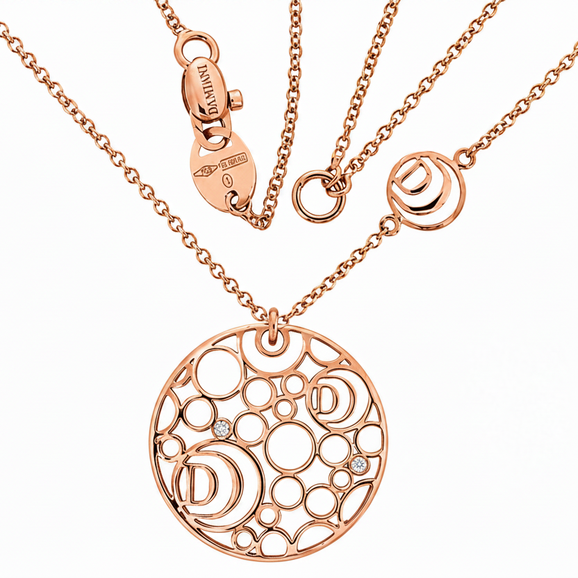18K Italian Rose Gold Damiani Diamond Necklace. TDW:0.04ct – Resale