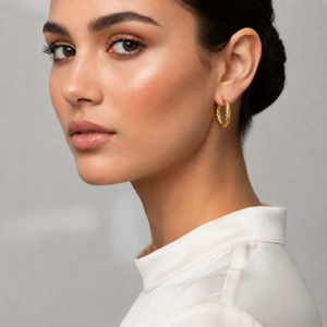 18K Yellow Gold Hoop Spiral Earring