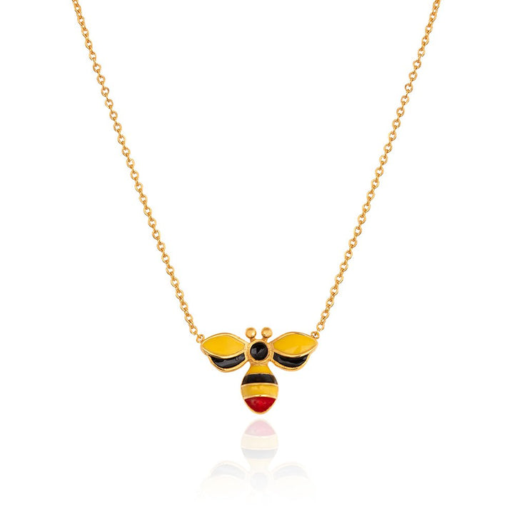 18K Yellow Gold Honey Glow Bee Charm Necklace