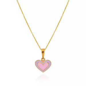 Yellow Gold Pink Heart Pendent, 18k