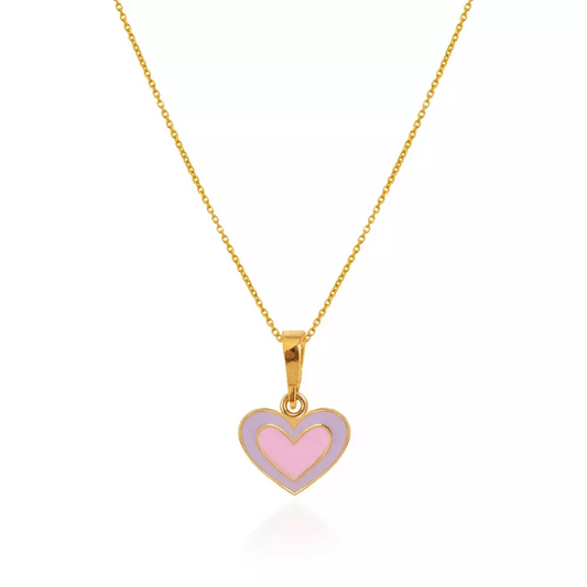 Yellow Gold Pink Heart Pendent, 18k, 0.68gr