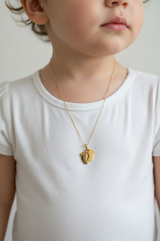 Yellow Gold Baby Feet Pendant 18k