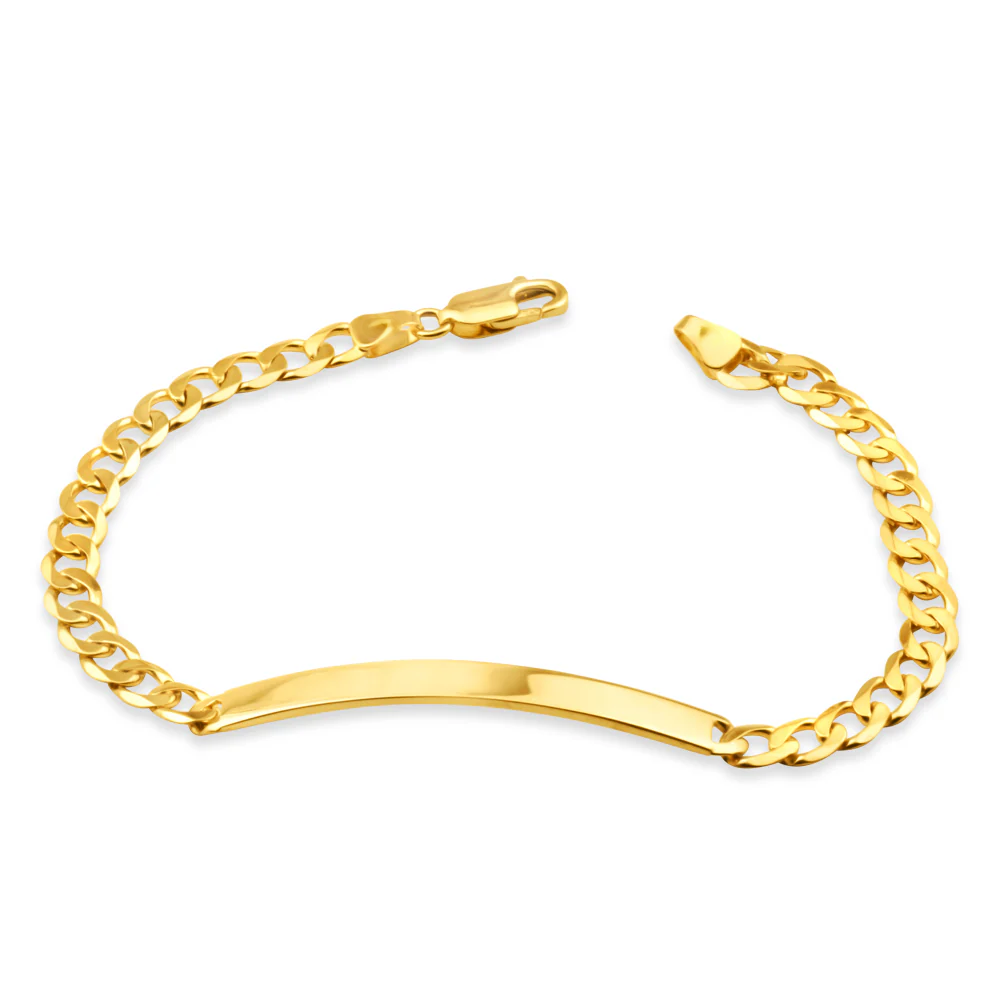 Yellow Gold Kids ID Bracelet with Curb Chain, 18k, 3.1gr. 6inch