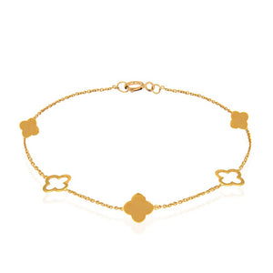 Yellow Gold Station Clover Braceleted 18 K,  1.88 gr