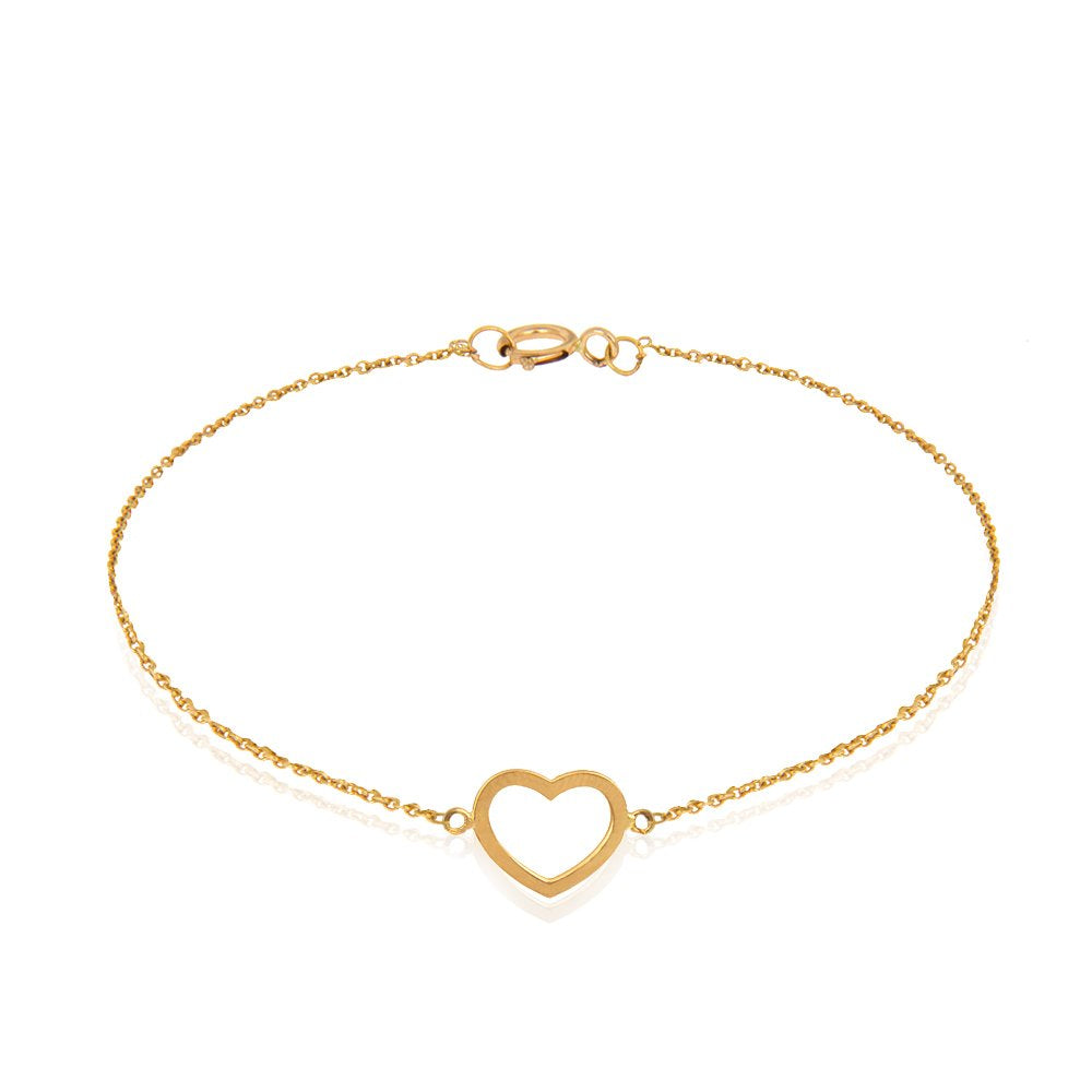 Yellow gold Bracelet with one Heart 18k 7-8 Inches 18k1.19gr