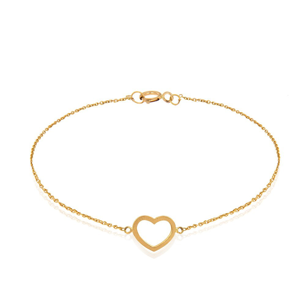 Yellow Gold Bracelet setting with one Heart 18k with Extension chain, 1.44gr
