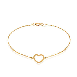 Yellow Gold Bracelet setting with one Heart 18k with Extension chain, 1.44gr