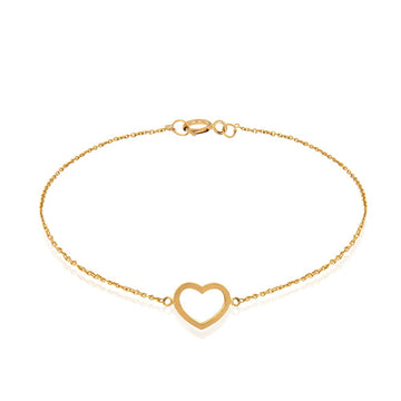 18K Yellow Gold Open Heart Station Bracelet