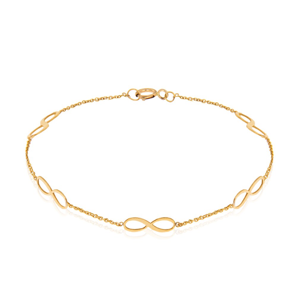 Yellow Gold Infinity Chain Bracelet with Extension. 18k, 1.55gr