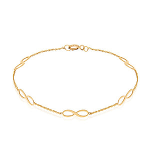 Yellow Gold Infinity Chain Bracelet with Extension. 18k, 1.55gr
