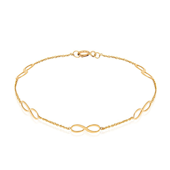 Yellow Gold Infinity Chain Bracelet with Extension. 18k, 1.84gr
