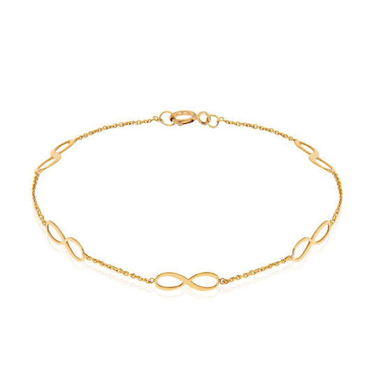 Yellow Gold Infinity Chain Bracelet with Extension. 18k, 1.55gr