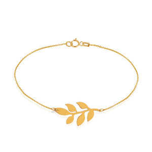 Yellow Gold bracelet with one Feather on setting 18k 7 to 7 1/2 Inches adjustment Length 1.95gr