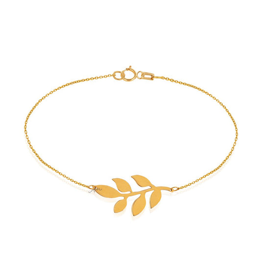 Yellow Gold Chain Bracelet with Branch on setting 18k ,2.08gr