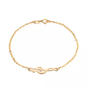 18K Yellow Gold Chain Bracelet setting with Treble Clef