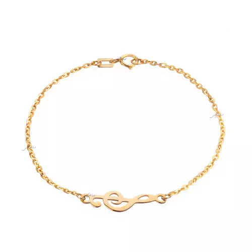 18K Yellow Gold Chain Bracelet setting with Treble Clef