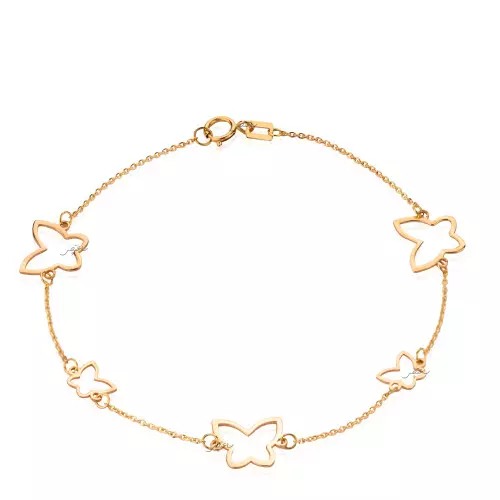 Yellow Gold Station Bracelet with Butterfly, 18k, 1.96gr