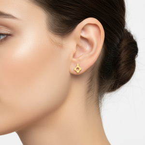 18K Yellow Gold Flower Stud Earrings