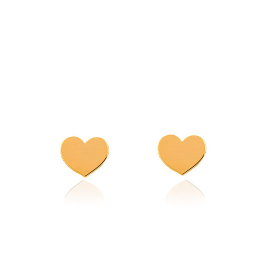 Yellow Gold Heart Stud Earrings, 18k, 1.36gr