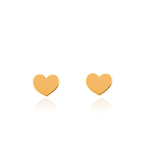 Yellow Gold Heart Stud Earrings, 18k, 1.36gr