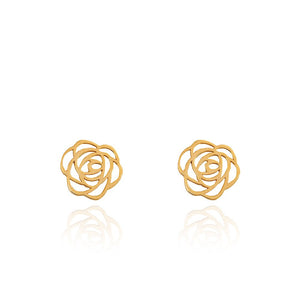 Yellow Gold stud earrings, flower Style, 18k, 1.36gr