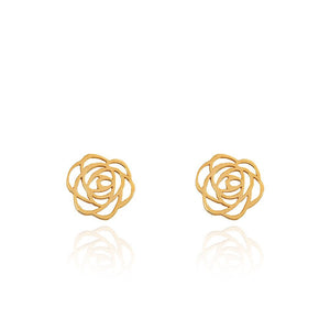 Yellow Gold stud earrings, flower Style, 18k, 1.36gr