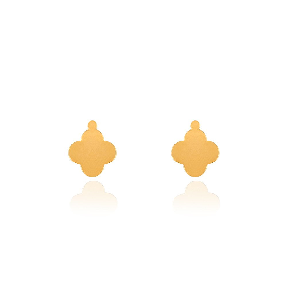 Yellow Gold Clover Stud Earring, 18k, 1.42gr