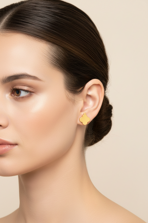 18K Yellow Gold Clover Stud Earring 1.42gr